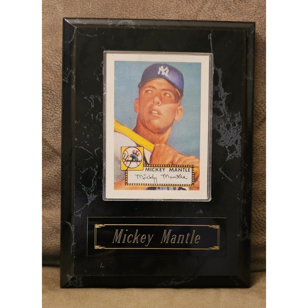 Mickey Mantle New York Yankees 1952 Rookie Card Reprint Wood Plaque 7x5